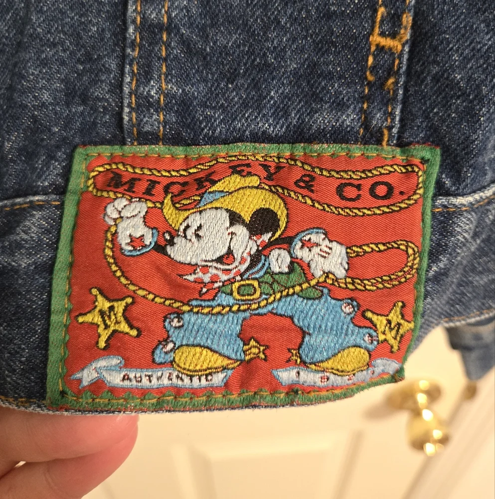 Vintage Disney Blue Denim Jacket With Mickey Mouse Sequins Size Large - Picture 3 of 16